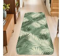 Alfombra de pasillo de hojas, palmeras naturales tropicales, follaje de verano, verde, antideslizante, alfombra con ribete de borde para cocina, entrada, mesita de noche, puerta, pasillo, decoración