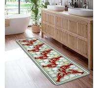 Alfombra de pasillo de langosta, diseño de conchas marinas náuticas, limón, verano, rojo, de pelo bajo, esponja, para el suelo del hogar, alfombra rectangular con impresión para cocina, puerta