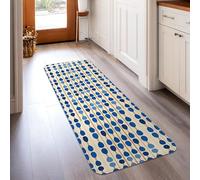 Alfombra de pasillo de lunares, moderna y contemporánea, con líneas de rayas, sin azul, de pelo bajo, resistente a la decoloración, estética del hogar, para cocina, baño, entrada, decoración de mesita