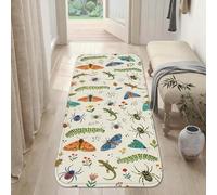 Alfombra de pasillo de mariposa, diseño de oruga de oruga, multicolor, de pelo bajo, esponja, para interiores, no se desprende, para cocina, entrada, lavandería, decoración de mesita de noche, 2 x 8