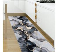 Alfombra de pasillo de mármol verde esmeralda a rayas, 80 x 300 cm, lavable, antideslizante, para cocina, pasillo, entrada, salón, resistente a las manchas, duradera, a prueba de decoloración