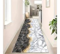 Alfombra de pasillo de mármol verde esmeralda a rayas, 80 x 300 cm, lavable, antideslizante, para cocina, pasillo, entrada y salón, resistente a las manchas, a prueba de decoloración, diseño duradero