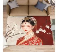 Alfombra de pasillo de novia china - 70 x 120 cm, alfombra de pasillo de tradición china para cocina, alfombra de pasillo clásica oriental, alfombra de pelo corto antideslizante para guardería