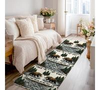 Alfombra de pasillo de oso, rústico, de pino, otoño, marrón, de pelo bajo, esponja, para interiores, no se desprende, para cocina, mesita de noche, entrada, pasillo, decoración de 2 x 8 pies