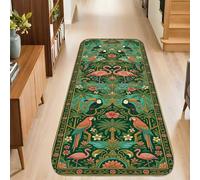 Alfombra de pasillo de pájaro tropical, bohemio, tropical, tucán, palmera, verde, antideslizante, para interiores, no se desprende, para cocina, entrada, baño, decoración de puerta, 2 x 3 pies