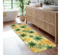 Alfombra de pasillo de palmeras, hojas tropicales relajadas de puesta de sol, color verde, de pelo bajo, alfombras de esponja resistentes a la decoloración, estética del hogar para cocina, baño