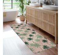 Alfombra de pasillo de palmeras, tropicales modernas, troncos de hojas verdes, de pelo bajo, esponjas, rectangulares, bordes para cocina, entrada, lavandería, pasillo, decoración de 2 x 6 pies