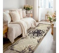 Alfombra de pasillo de pulpo, estilo náutico, vintage, con ondas, burbujas, de verano, beige, de pelo bajo, alfombra rectangular para interiores, no se desprende, para cocina, entrada, mesita de noche