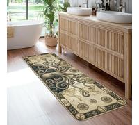 Alfombra de pasillo de pulpo, náutica, vintage, brújula, mapa, verano, beige, antideslizante, para interiores, no se desprende, para cocina, mesita de noche, entrada, pasillo, decoración de 2 x 6 pies
