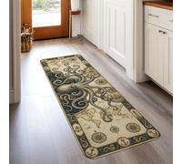 Alfombra de pasillo de pulpo, náutica, vintage, brújula, mapa, verano, beige, antideslizante, resistente a la decoloración, estética del hogar, cocina, baño, entrada, decoración de mesita de noche, 2