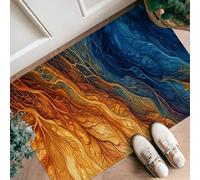 Alfombra de pasillo de ramas de árbol, raíces naturales abstractas, remolinos de otoño, azul, alfombra de esponja de pelo bajo, ribete de borde para cocina, entrada, mesita de noche, puerta, pasillo