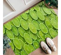 Alfombra de pasillo de rodajas de lima, moderna, minimalista, con patrón circular, color verde, antideslizante, rectangular, no se desprende, para cocina, lavandería, puerta, entrada, decoración de 2