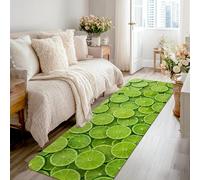 Alfombra de pasillo de rodajas de lima, moderna, minimalista, con patrón circular, color verde verano, alfombra de esponja de pelo bajo, resistente a la decoloración, estética del hogar, cocina, baño