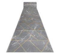 Alfombra de pasillo EMERALD exclusivo 1012 glamour elegante mármol geométrico gris / oro 80 cm 80x140 cm