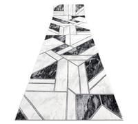 Alfombra de pasillo EMERALD exclusivo 81953 glamour elegante geométrico negro / plata 80 cm 80x1100 cm