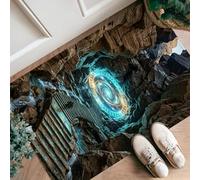 Alfombra de pasillo en espiral, diseño de fantasía mística, escaleras, rocas, aventura, azul, antideslizante, para interiores, no se desprende, para cocina, entrada, lavandería, decoración de mesita