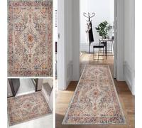 Alfombra de pasillo estilo bohemio, vintage, clásica, antideslizante, lavable, 70 x 280 cm, duradera para cocina y corredor, de poliéster, se vende por metro