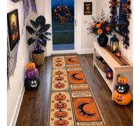 Alfombra de pasillo fantasma, diseño de calabazas espeluznantes, para Halloween, naranja, antideslizante, para interiores, no se desprende, para cocina, entrada, lavandería, decoración de mesita de