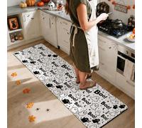 Alfombra de pasillo fantasma, diseño de calavera de Halloween, color negro, de pelo bajo, rectangular, ribete de borde, para cocina, entrada, lavandería, pasillo, decoración de 2 x 8 pies