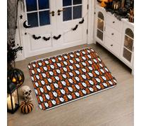 Alfombra de pasillo fantasma, diseño festivo de calabazas juguetonas para Halloween, naranja, de pelo bajo, esponja, estético, tapete rectangular para cocina, entrada, lavandería, decoración de mesita