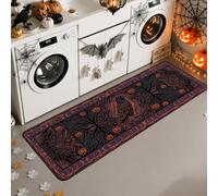 Alfombra de pasillo fantasma, espeluznante y festiva telaraña de Halloween de pelo bajo, alfombras de esponja de pelo bajo, resistentes a la decoloración, estética del hogar para cocina, entrada