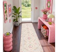 Alfombra de pasillo floral, elegante y encantadora con lazos de diamante, primavera, melocotón, para dormitorio, decoración de interiores, no se desprende, para cocina, lavandería, habitación, 2 x 6