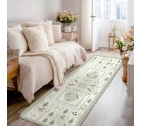 Alfombra de pasillo floral, naturaleza botánica, hoja, helecho, primavera, verde, pelo bajo, esponja estética, rectangular, alfombra para el hogar, cocina, entrada, mesita de noche, lavandería