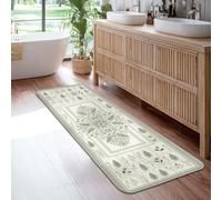 Alfombra de pasillo floral, naturaleza botánica, hoja, helecho, primavera, verde, pelo bajo, esponja estética, rectangular, alfombra para el hogar, cocina, entrada, mesita de noche, lavandería