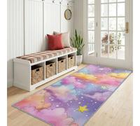 Alfombra de pasillo genérica, 60 x 120 cm, lavable, fantasía, cielo estrellado romántico, arco iris, alfombra suave y suave, pasaje para entrada de cocina, dormitorio