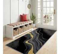 Alfombra de pasillo genérica de lujo moderna, 80 x 240 cm, lavable, arte abstracto, ola de mármol, alfombra de pasillo suave, color negro moqueta pasaje para entrada de cocina, dormitorio Launtry