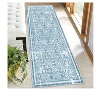 Alfombra de Pasillo Larga 50x300cm Azul claro Sólido Antideslizante y Lavable en Lavadora Tapete Corredor Alfombras de Cocina Absorbente para Entrada Lavadero Dormitorio Comedor Suave Pelo Corto