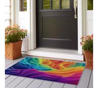 Alfombra de pasillo larga, 60 x 120 cm, alfombrilla de pasaje antideslizante, suave, microfibra, abstracción, moderna, vitalidad ondulada, pasaje pasillo para lavandería, salón, cocina, colorida