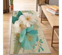 Alfombra de pasillo larga 60 x 120 cm, antideslizante, glamour clásico, vintage, floral, alfombra de pasaje, lavable a máquina, para cocina, dormitorio, balcón, suave pelo bajo, decoración de cama