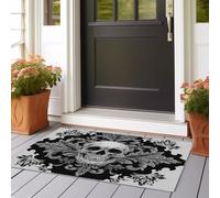 Alfombra de pasillo larga 60 x 180 cm, alfombra antideslizante suave de microfibra, misteriosa gótica estética oscura cráneo pasaje pasillo para lavandería salón cocina, negro