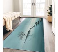 Alfombra de pasillo larga 60 x 180 cm antideslizante, minimalista arte paisaje camino de piedra planta alfombra de paso lavable a máquina para cocina, dormitorio, balcón, suave pelo ras bajadas de