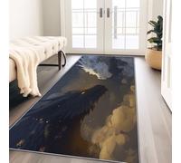 Alfombra de pasillo larga, 80 x 180 cm, antideslizante, fantástica película epopeya, animales dragones, alfombra de pasaje, lavable a máquina, para cocina, dormitorio, balcón, suave, pelo bajo