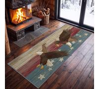 Alfombra de pasillo lavable 60 x 150 cm Country American Vintage Animal Grano de Madera Águila Alfombra de pasaje de cocina - Camel Moqueta suave y antideslizante para decoración de dormitorio Mangerd