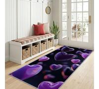 Alfombra de pasillo lavable 80 x 240 cm romántica enojada, moderna amor 3D neón corazón alfombra de paso de cocina - morado oscuro moqueta suave descenso de cama antideslizante decoración dormitorio
