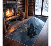 Alfombra de pasillo lavable con diseño de nave espacial interestelar, 60 x | Alfombra de cocina suave y fácil de limpiar, color gris oscuro, diseño de fantasía antideslizante para pasillo, salón