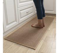 Alfombra de pasillo lavable y antideslizante, de yute de lino, antideslizante, para delante de un mueble de fregadero o salón, con inserciones de goma