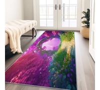 Alfombra de pasillo lila 60 x 180 cm, lavable y antideslizante, diseño de flores de color lila, arco de pelo corto, dormitorio, oficina, pelo corto, puentes