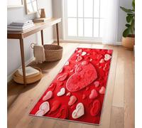 Alfombra De Pasillo Moderna Caja De Regalo En Forma De Corazón Rojo 60X210 Cm - Lavable, Antideslizante, Suave Y Resistente, Ideal para Cocina, Entrada O Corredor, Fácil De Limpiar