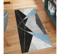 Alfombra de pasillo para cocina, antideslizante, color azul claro, 90 x 450 cm, decoración del hogar, antideslizante, lavable, para pasillo