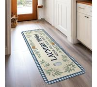 Alfombra de pasillo para cuarto de lavado, rústico, floral, tarro de albañil de temporada, antideslizante, para interiores, no se desprende, para cocina, pasillo, lavandería, entrada, decoración de 2