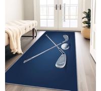 Alfombra de Pasillo Pelo Corto Suave Primer Plano del Golf Deportivo Corredor Entrada Casa Larga Blanco Antideslizante Lavable para Pasillo Cocina 60x150 cm