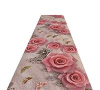 Alfombra de pasillo rosa, romántica, patrón de rosas en 3D, ideal para hotel, boda, pasillo, hecha a medida