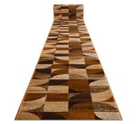 Alfombra de pasillo ROYAL H387 GEOMÉTRICO marrón / mostaza 70cm 70x770 cm