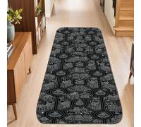 Alfombra de pasillo urbano, moderna intersección de camino urbano, color negro, esponja de pelo bajo, alfombra rectangular para suelo, encuadernación de borde para cocina, pasillo, lavandería, entrada