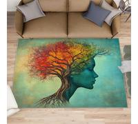 Alfombra de pasillo vintage con diseño de árbol de la vida, 70 x 120 cm, simbiosis natural, alfombra de pasillo para cocina, pasillo, raíces de árboles, alfombra de pelo corto, antideslizante, para