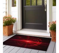 Alfombra de paso futuro ciencia ficción roja láser geometría 65 x 240 cm antideslizante y lavable interior Rug, rojo alfombra de pasillo para entrada, pasillo, salón, dormitorio cocina